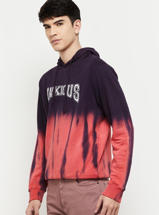 Men Tie & Dye Printed Slim Fit Hooded Sweatshirt