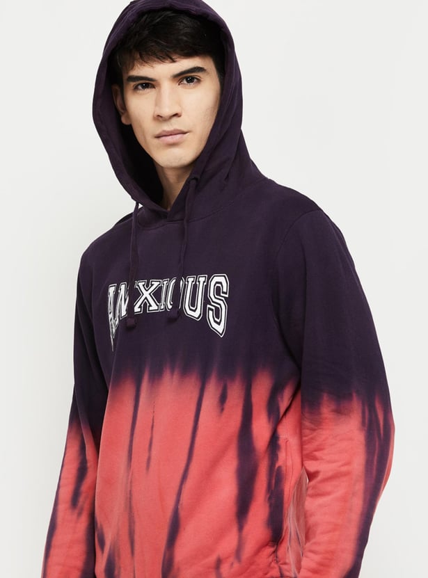 Men Tie & Dye Printed Slim Fit Hooded Sweatshirt