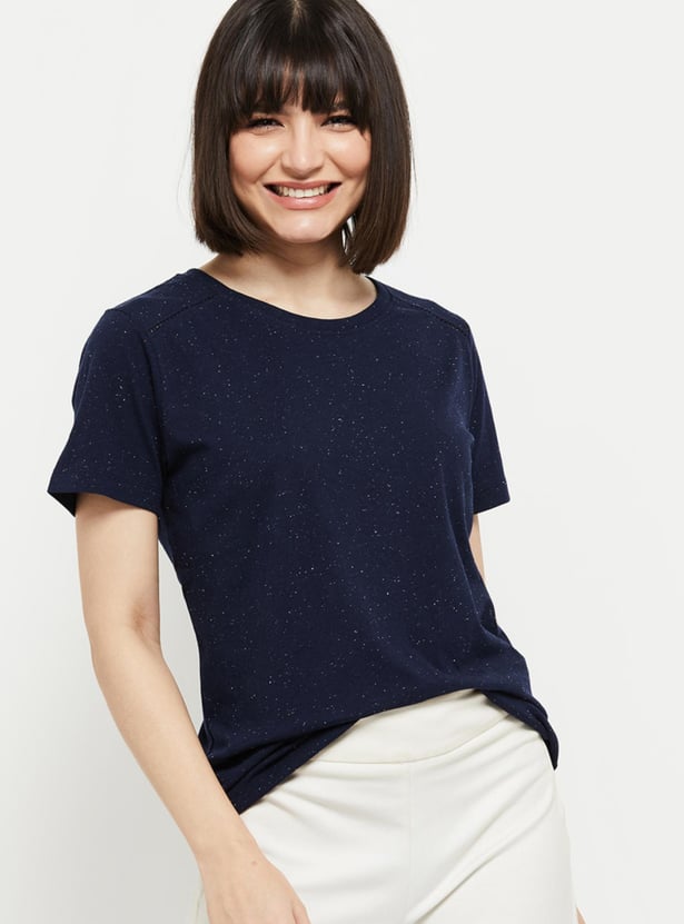 Women Textured Round Neck T-shirt