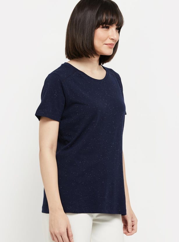 Women Textured Round Neck T-shirt