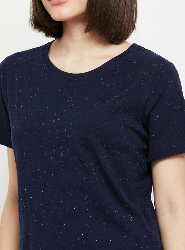 Women Textured Round Neck T-shirt
