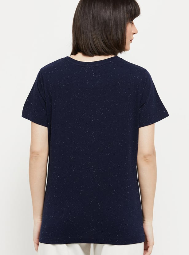 Women Textured Round Neck T-shirt