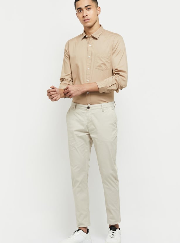 Men Solid Full Sleeves Regular Fit Casual Shirt