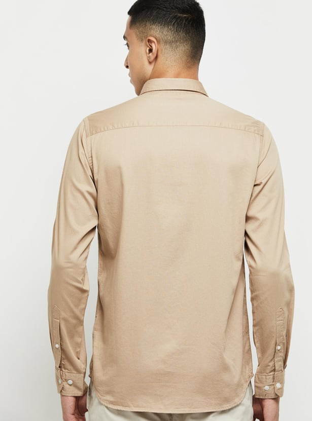 Men Solid Full Sleeves Regular Fit Casual Shirt