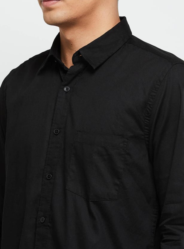 Men Solid Full Sleeves Slim Fit Casual Shirt