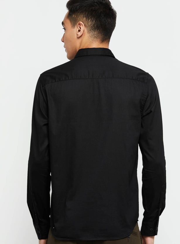 Men Solid Full Sleeves Slim Fit Casual Shirt