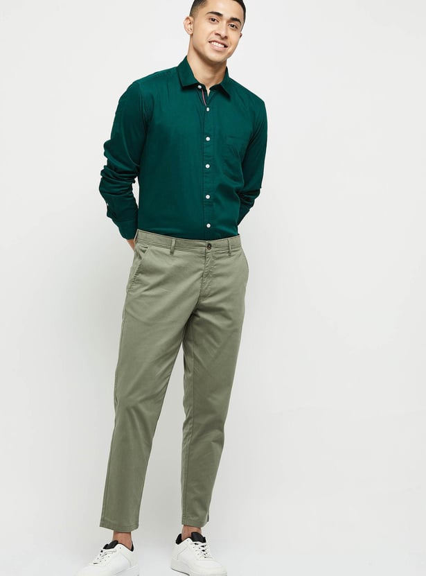 Men Solid Full Sleeves Regular Fit Casual Shirt