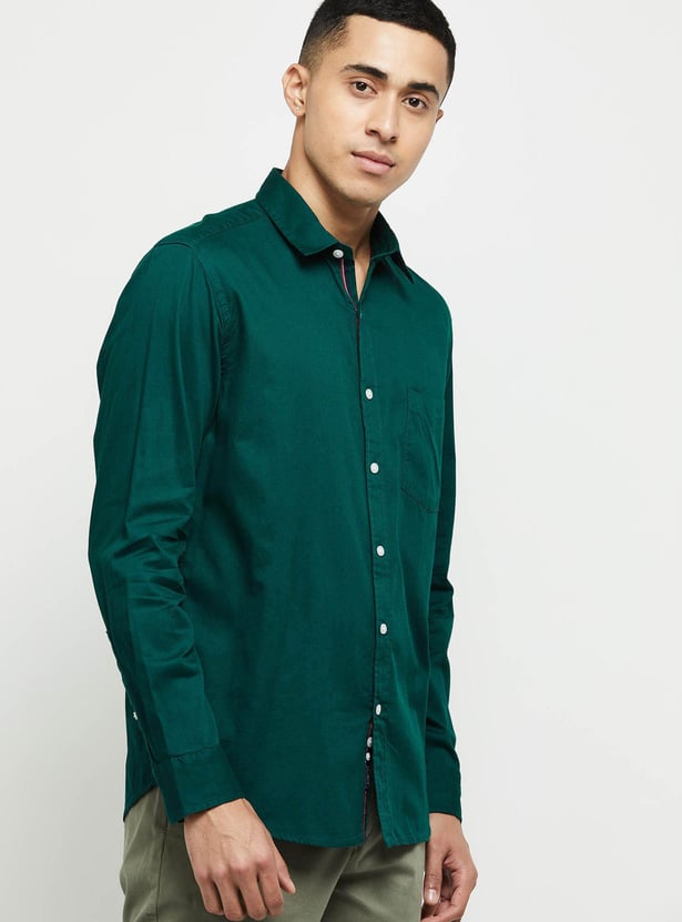 Men Solid Full Sleeves Regular Fit Casual Shirt