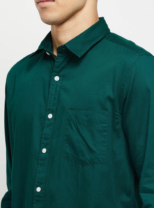 Men Solid Full Sleeves Regular Fit Casual Shirt