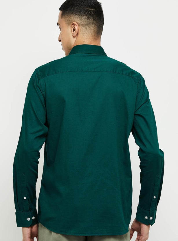 Men Solid Full Sleeves Regular Fit Casual Shirt
