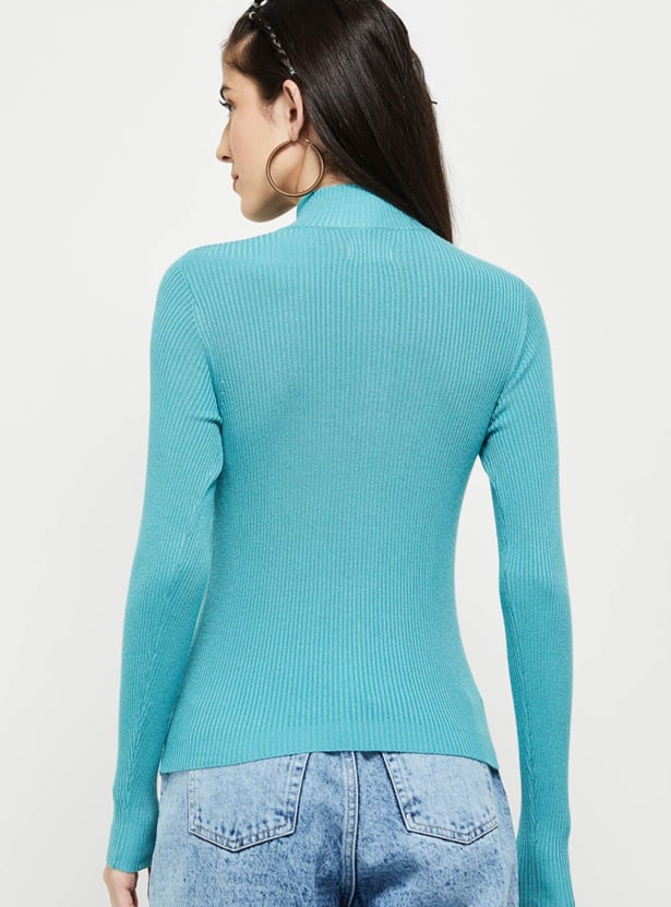 Women Solid High Neck Sweater