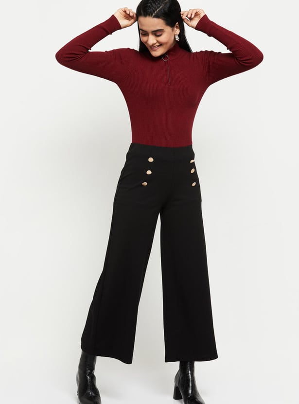 Women Solid High Neck Sweater