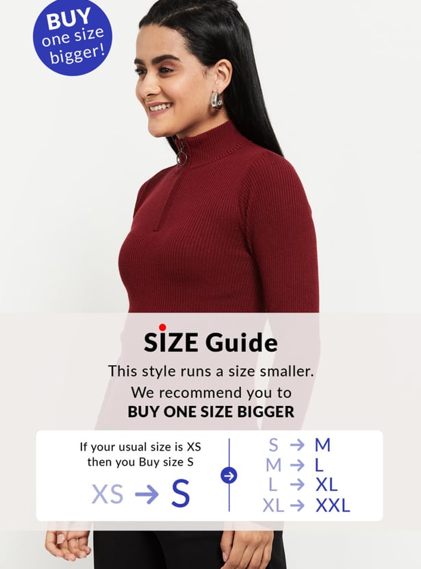 Women Solid High Neck Sweater