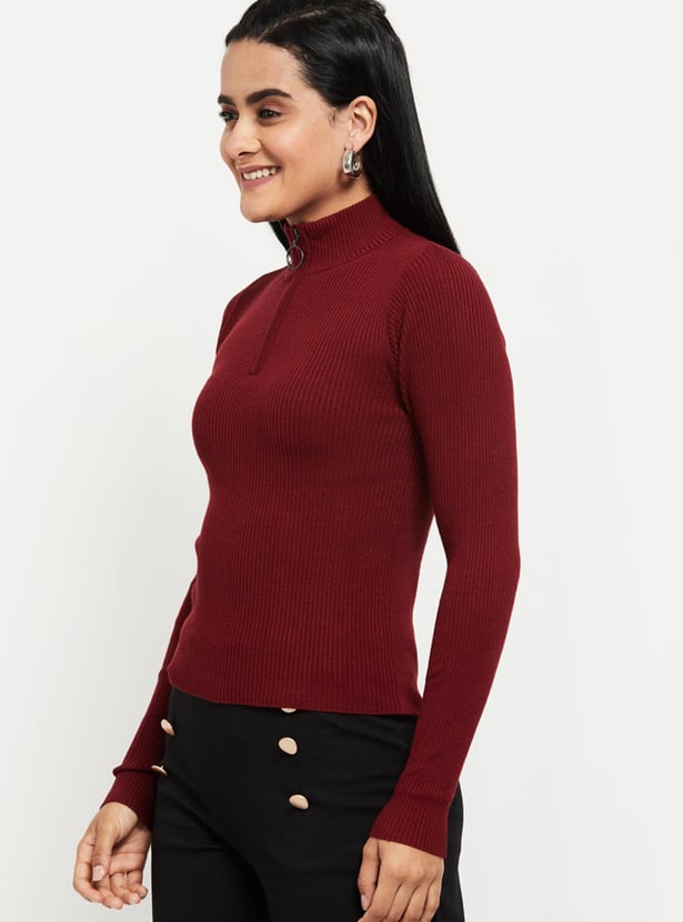 Women Solid High Neck Sweater