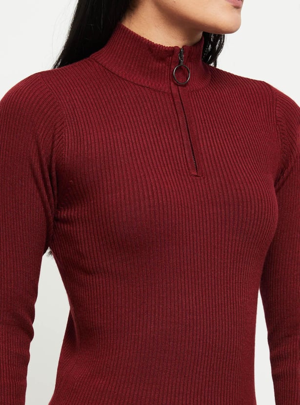Women Solid High Neck Sweater