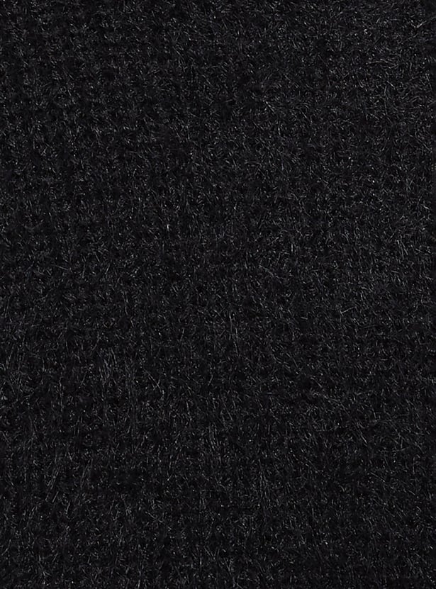 Women Textured Full Sleeves Zip Closure Winter Jacket