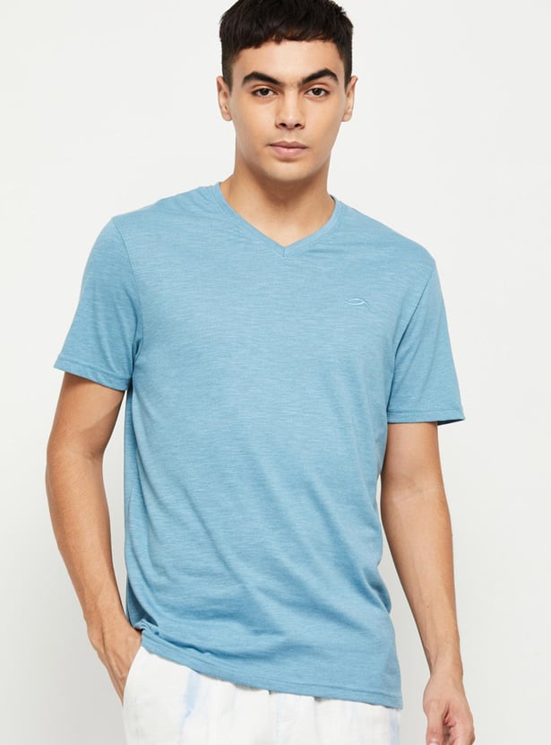 Men Solid Regular Fit Lounge T-shirt