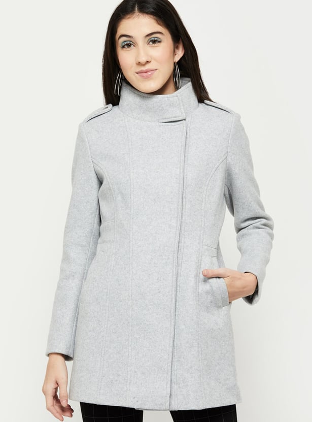 Women Textured High Neck Jacket