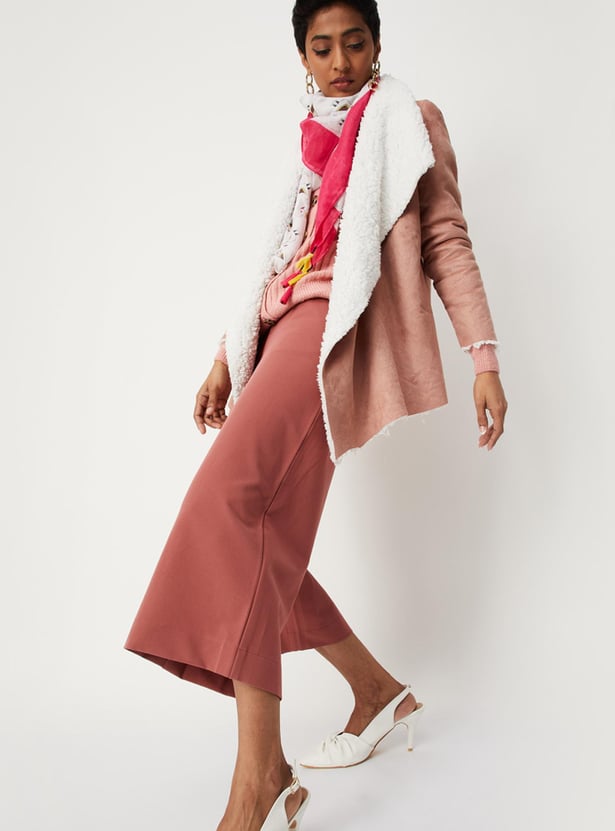 Women Textured Sherpa Lapel Jacket