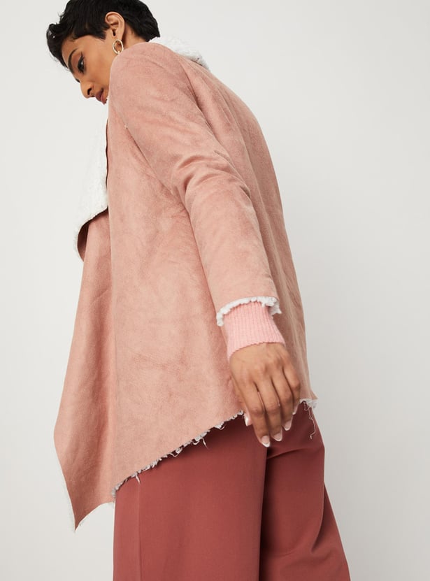 Women Textured Sherpa Lapel Jacket