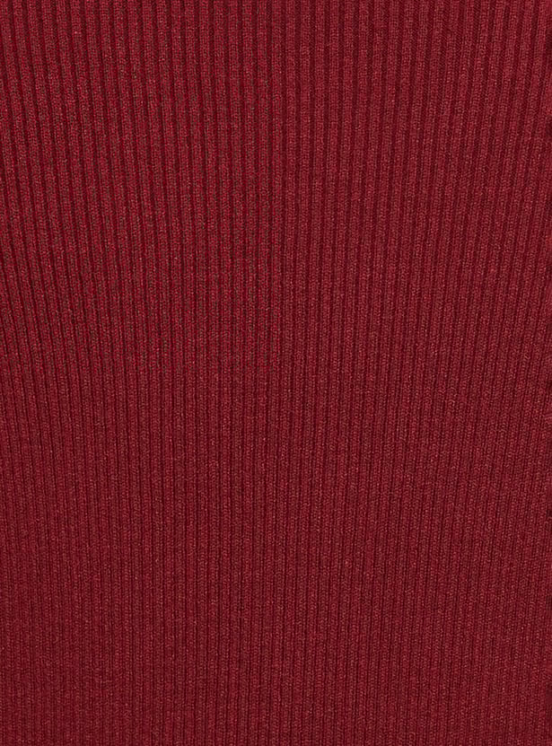 Women Ribbed Knit V-neck Cardigan