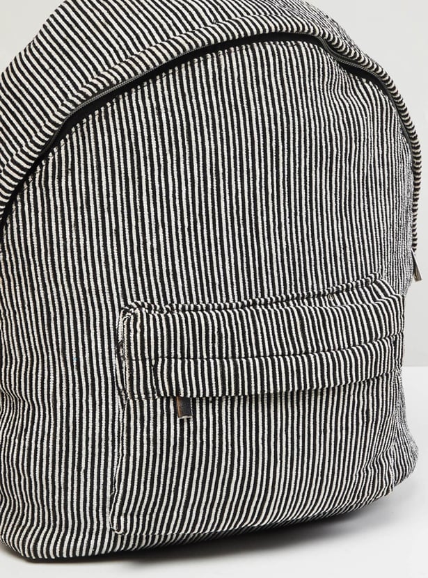 MAX Women Striped Zip Closure Backpack
