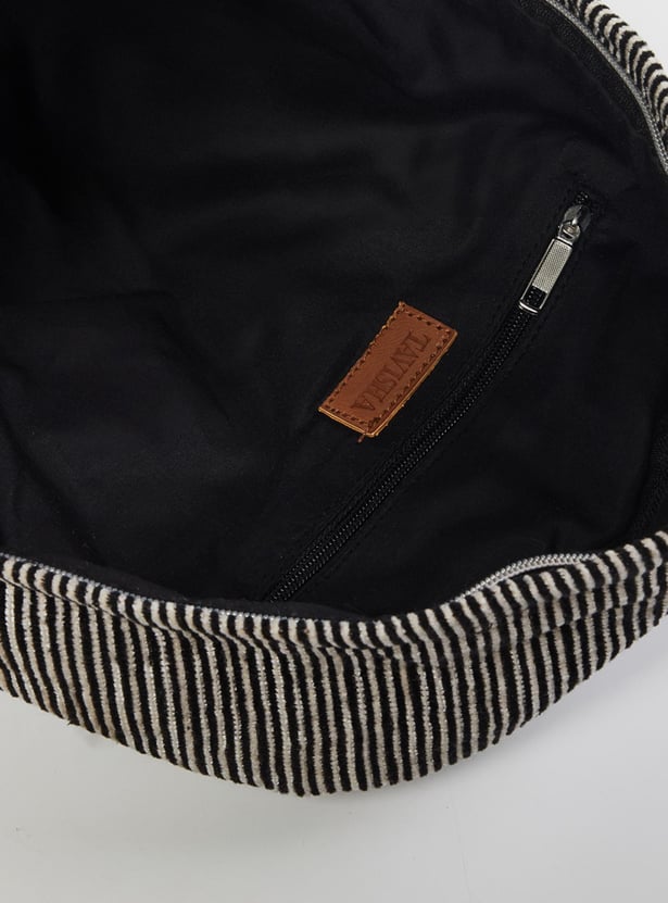 MAX Women Striped Zip Closure Backpack