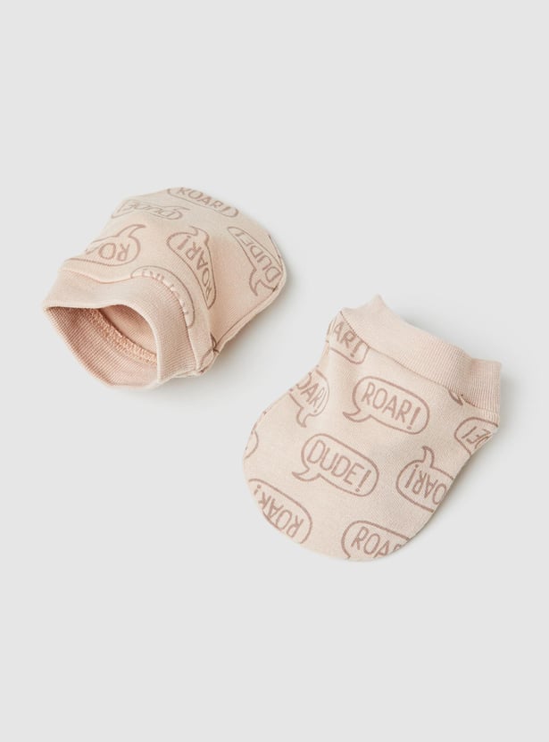 Boys Printed Cap with Mittens - Pack of 2