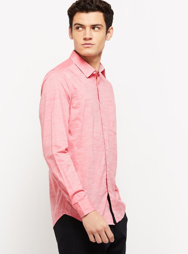 Men Textured Full Sleeves Slim Fit Smart Casual Shirt