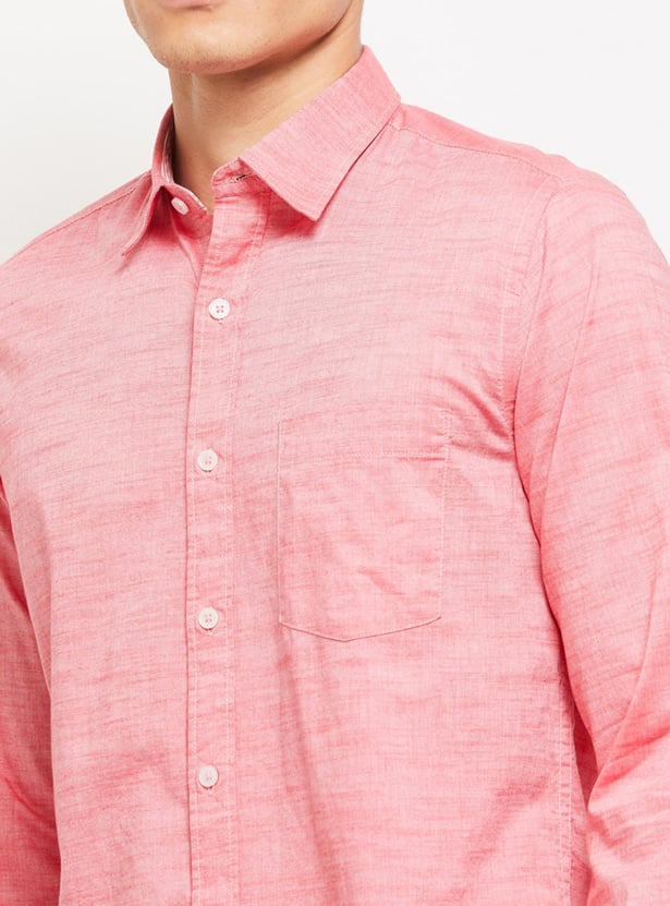 Men Textured Full Sleeves Slim Fit Smart Casual Shirt