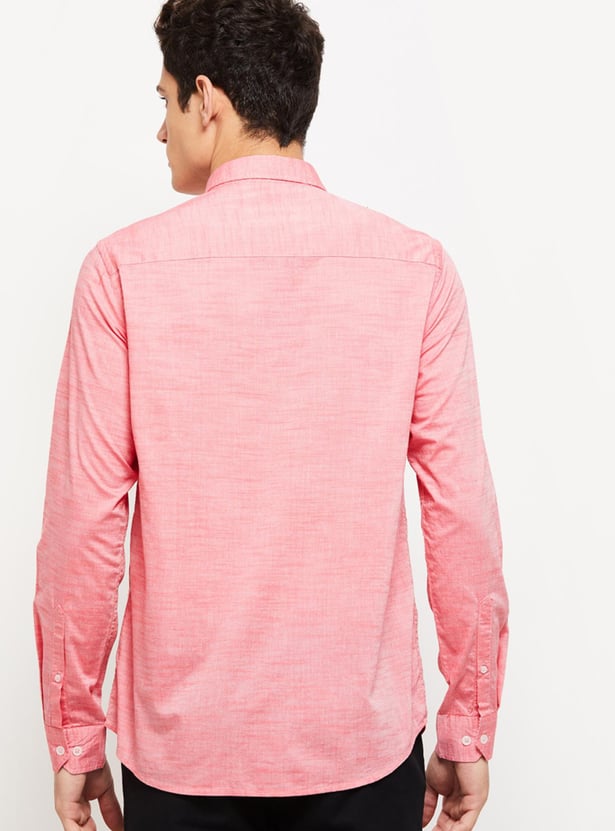 Men Textured Full Sleeves Slim Fit Smart Casual Shirt