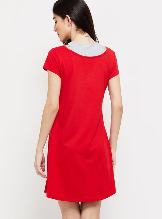 Women Graphic Printed Half Sleeves Chemise