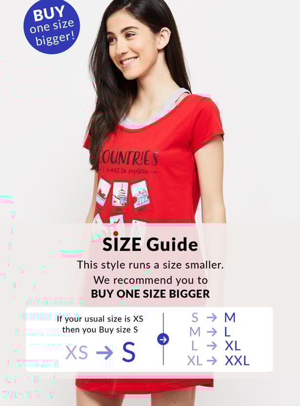 Women Graphic Printed Half Sleeves Chemise