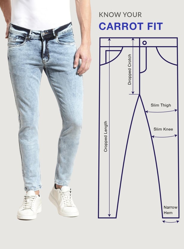 Men Solid Carrot Fit Jeans