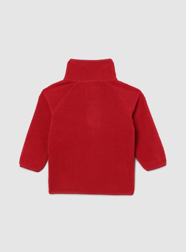 Boys Textured Zip Closure Winter Jacket