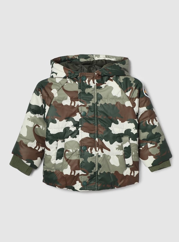 Boys Camouflage Printed Hooded Jacket