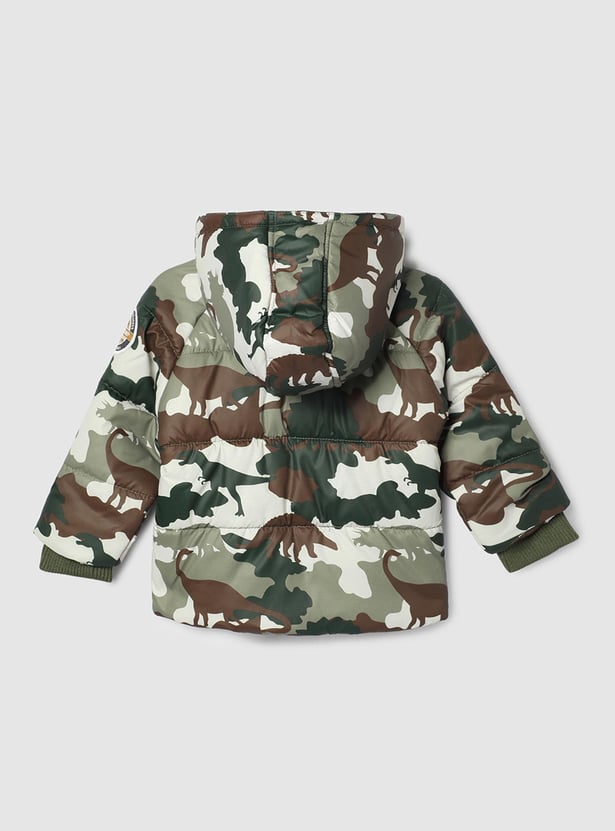 Boys Camouflage Printed Hooded Jacket