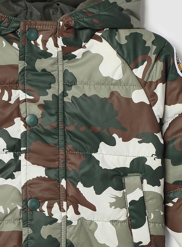 Boys Camouflage Printed Hooded Jacket