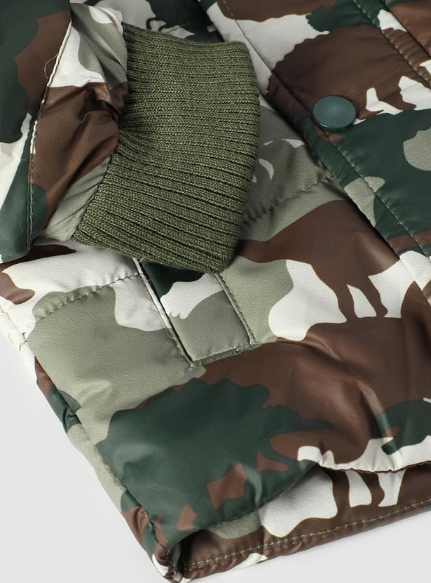 Boys Camouflage Printed Hooded Jacket