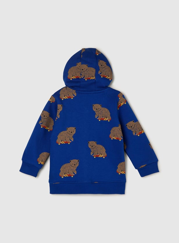 Boys Graphic Printed Full Sleeves Hooded Sweatshirt