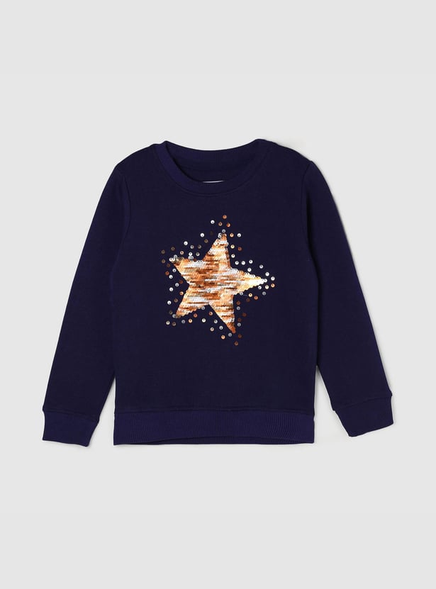 Girls Embellished Round Neck Sweatshirt
