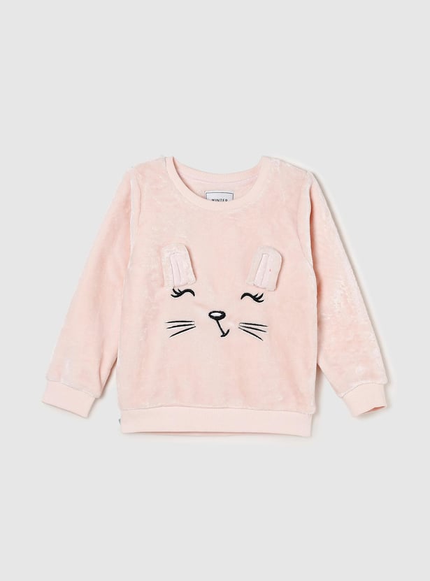 Girls Embroidered Sweatshirt with Long Sleeves