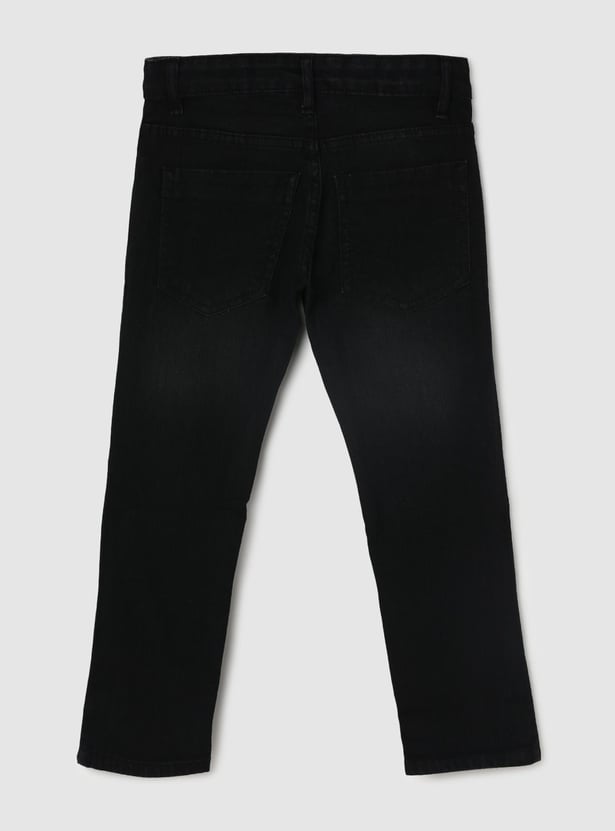 Boys Stonewashed Full-Length Slim Fit Jeans