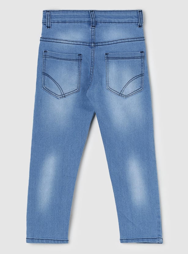 Boys Stonewashed Full-Length Slim Fit Jeans