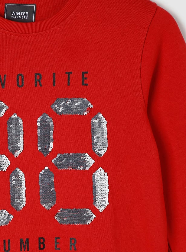 Boys Embellished Full Sleeves Sweatshirt