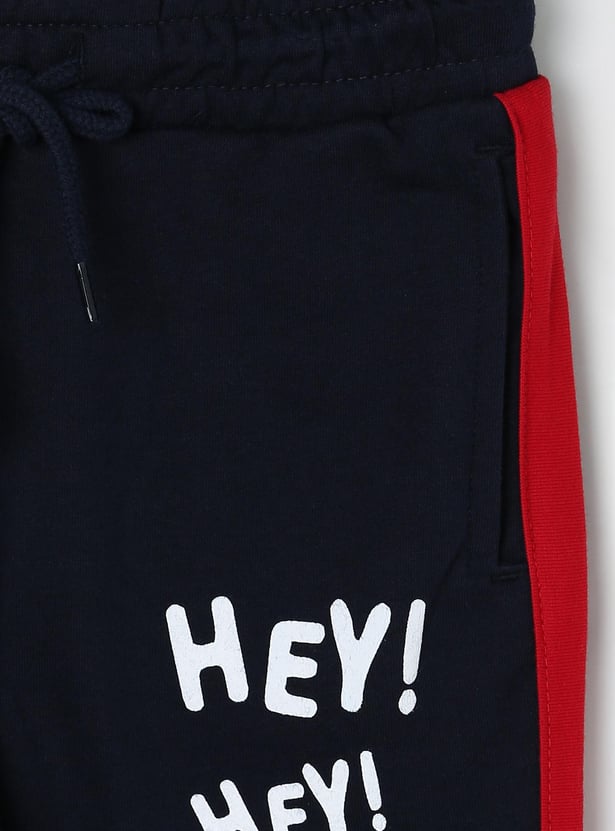 Boys Typographic Printed Drawstring Joggers