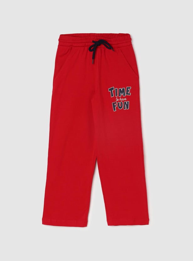 Boys Printed Full-Length Track Pants
