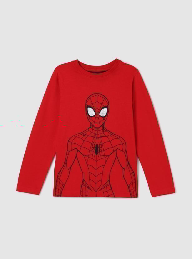 Boys Spider-Man Printed Crew Neck T-shirt