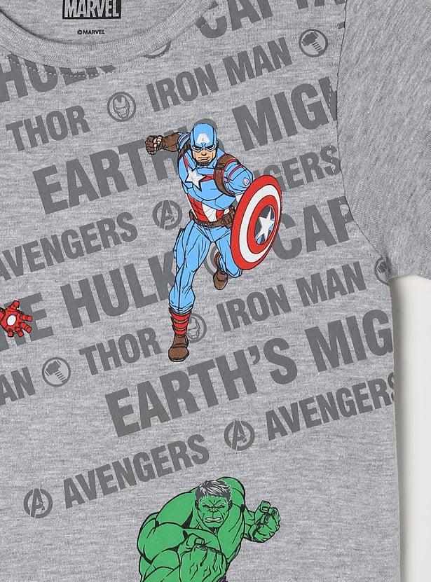 Boys Avengers Print Crew Neck T-shirt