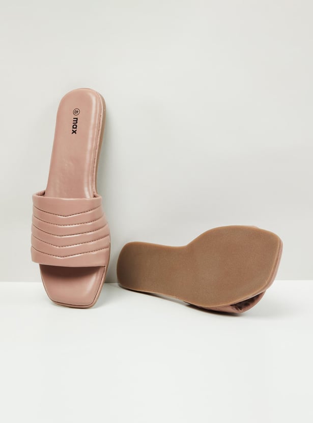 Women Quilted Open-Toe Flat Sandals